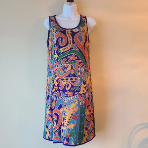 Peruvian connection dress women's sz.S Paisley colorful knee length cotton